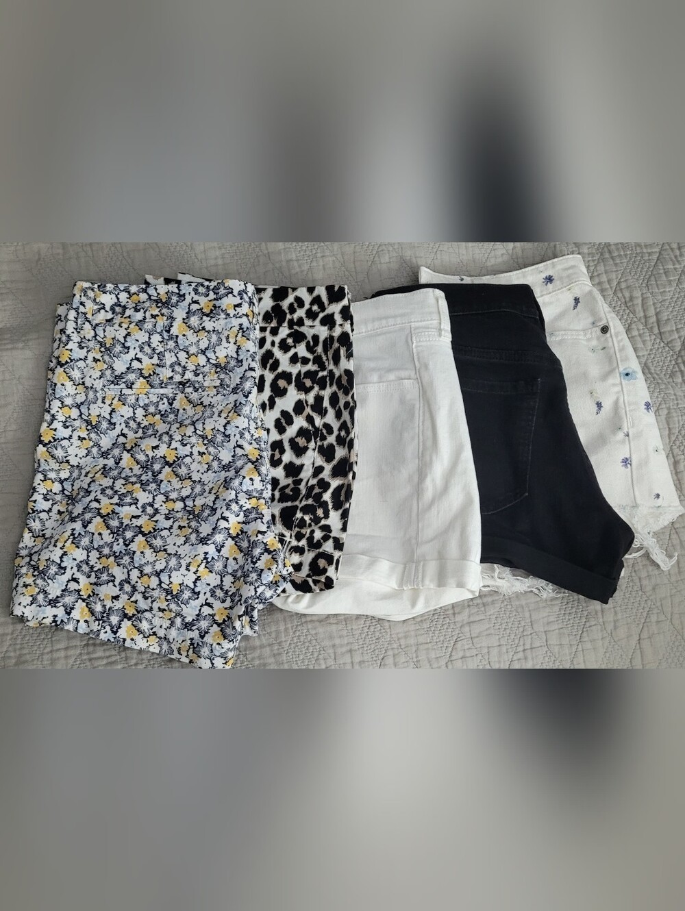 Old Navy White Denim Shorts with Floral and Animal Print Mix